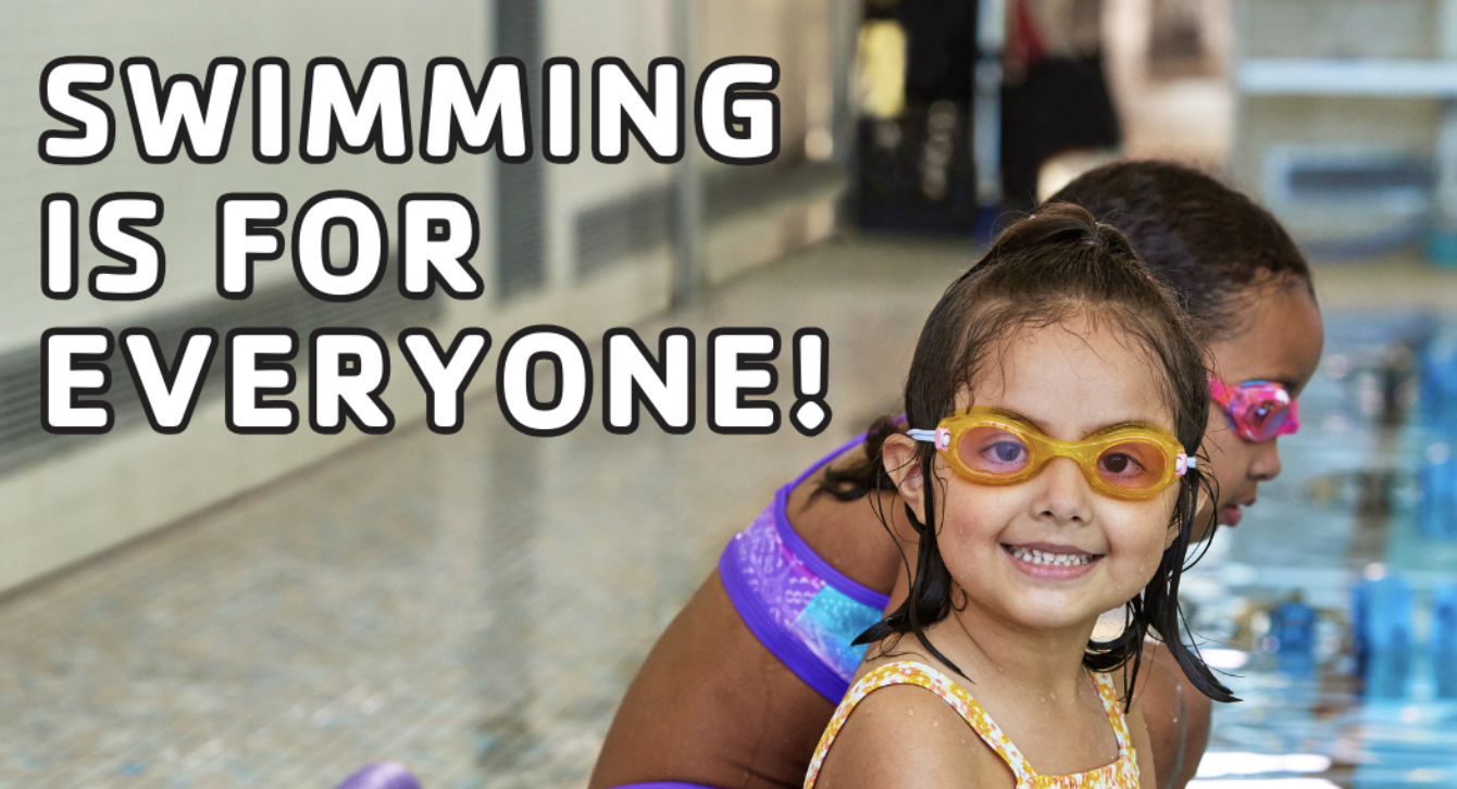 Banner for swim lessons - girls with goggles